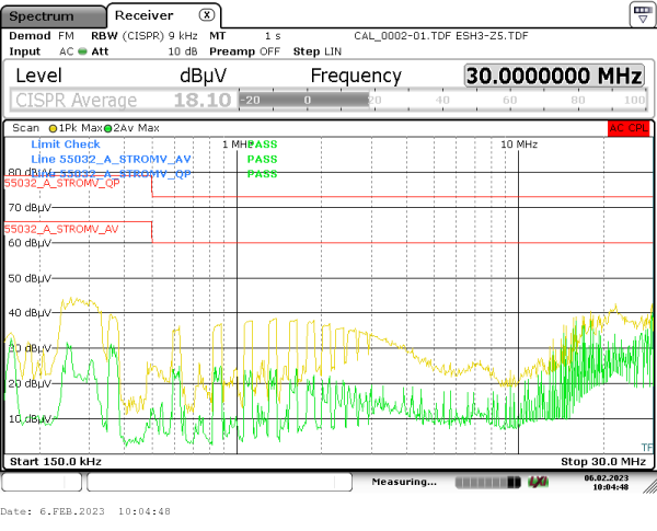 N, conducted emission 150kHz-30MHz