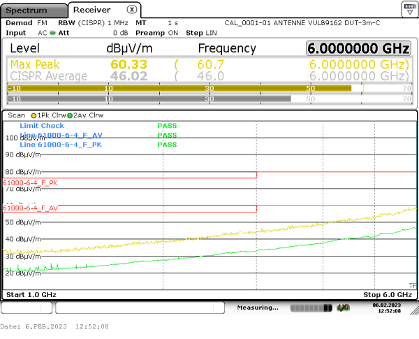 radiated emission 1GHz-6GHz 270° vertical