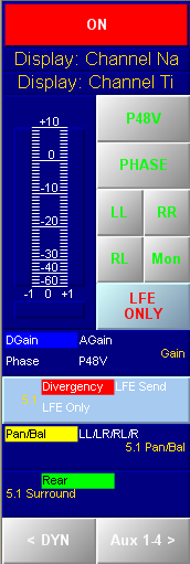 //Example of a fader view with surround options. Screenshot of the Toolbox5 TFT view.//